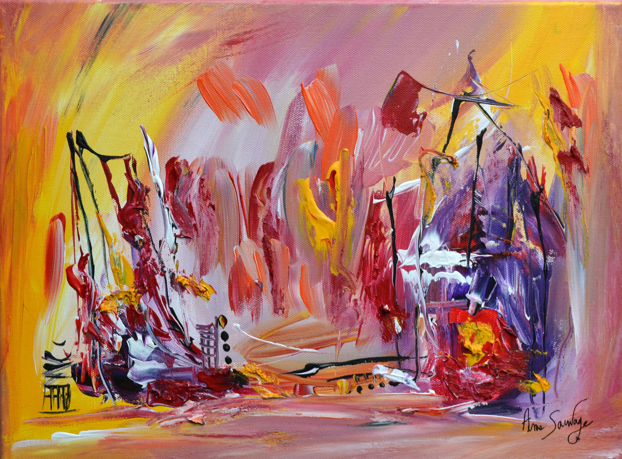 tableau abstrait multicolore