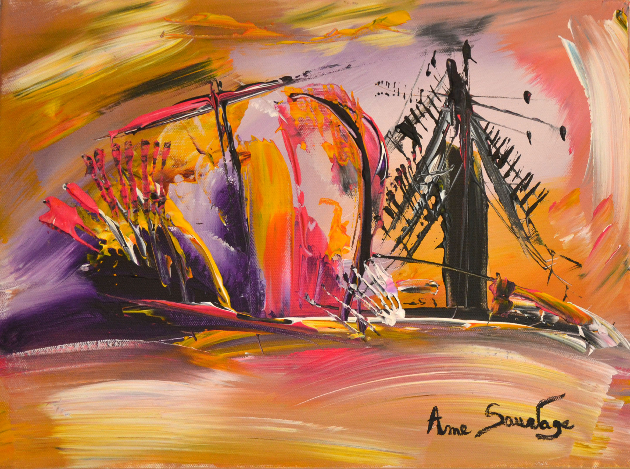 tableau abstrait multicolore