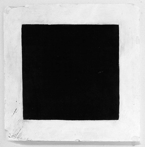 peinture abstraite carre noir sur fond blanc