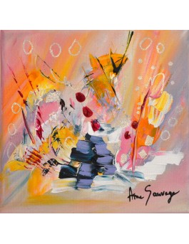 Dessert des neiges - tableau contemporain rose jaune coloré