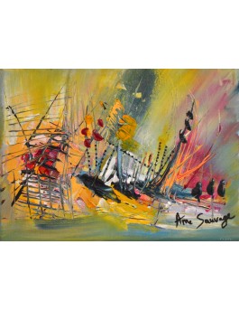 Bateaux en fête - tableau multicolore