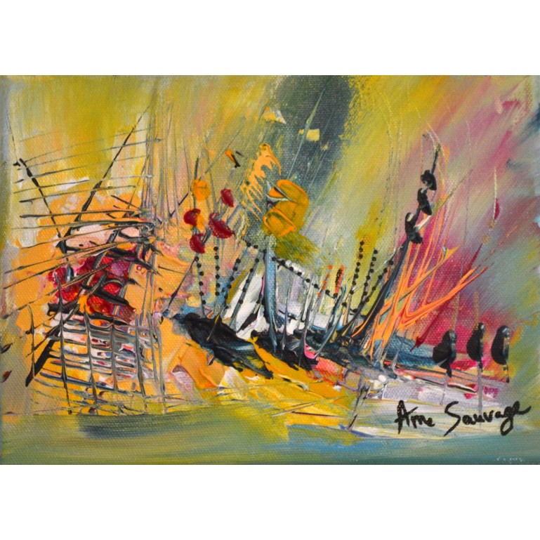 Bateaux en fête - tableau multicolore