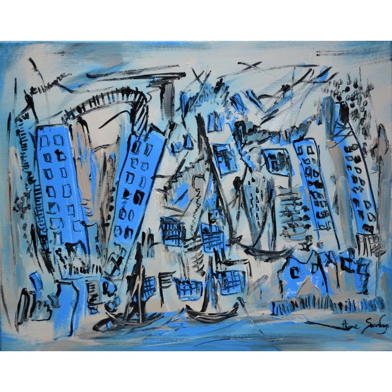 tableau abstrait ville moderne