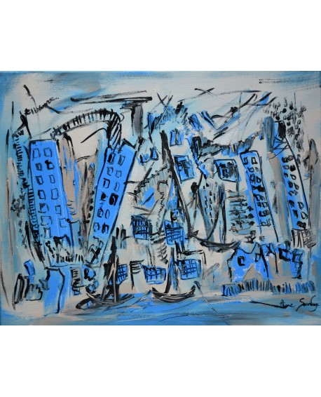 tableau abstrait ville moderne