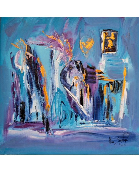 peinture abstraite bleue à l'acrylique