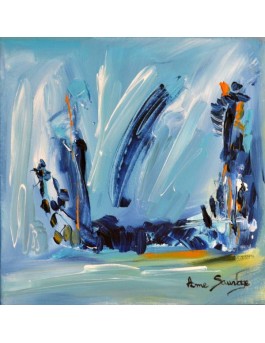 tableau abstrait contemporain bleu à l'acrylique