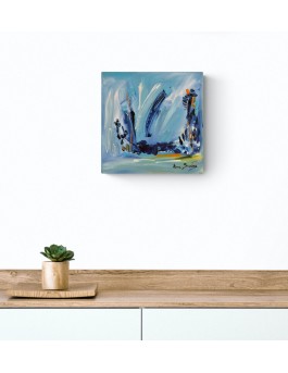 tableau abstrait moderne bleu à l'acrylique