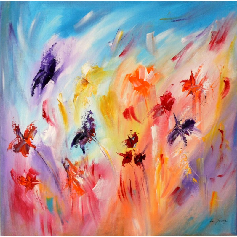 Peinture abstraite multicolore de fleurs