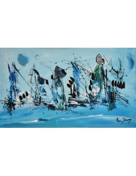 Paisible journée - tableau abstrait vert
