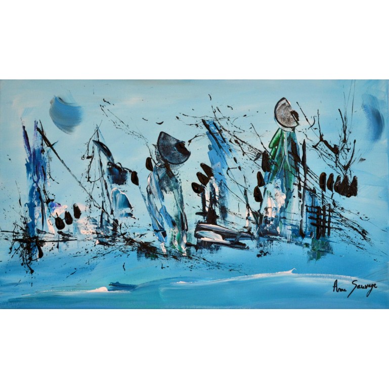 Paisible journée - tableau abstrait vert