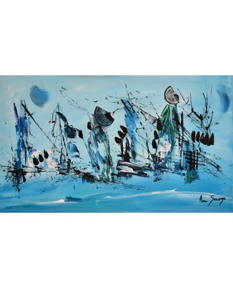 Paisible journée - tableau abstrait vert