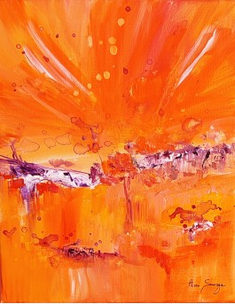 tableau abstrait moderne orange vertical
