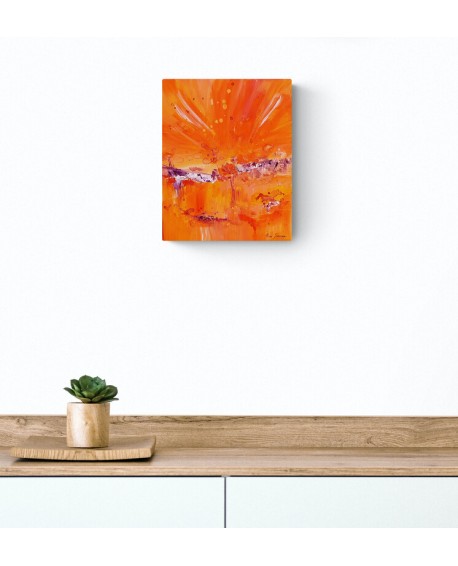 tableau abstrait contemporain orange
