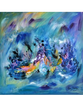 L'île perdue - tableau abstrait multicolore
