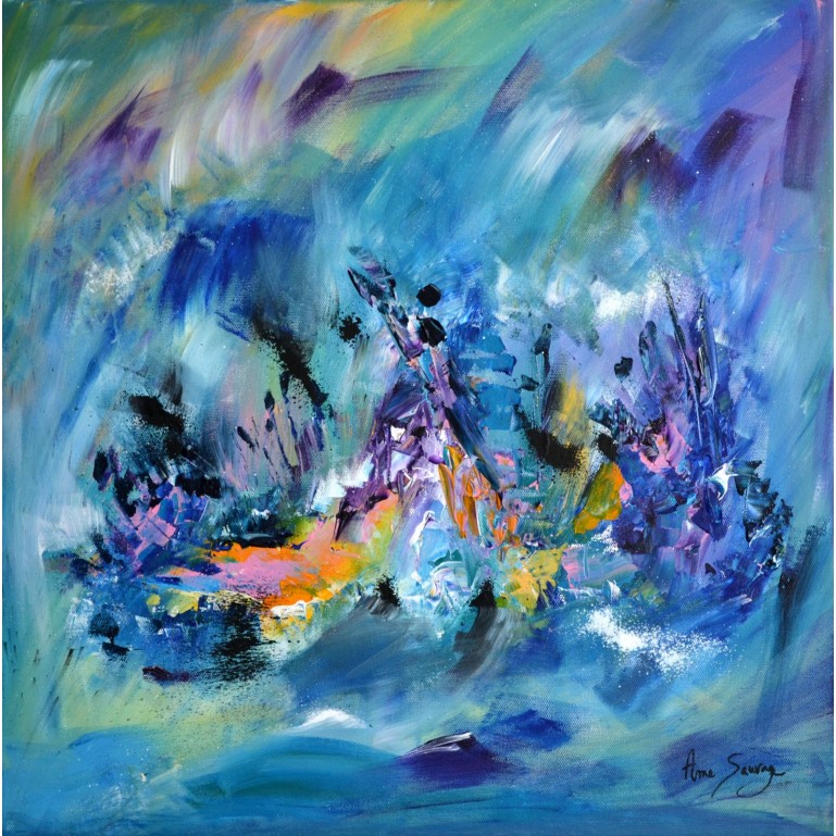 L'île perdue - tableau abstrait multicolore