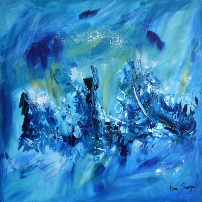 L'île perdue 2 tableau abstrait bleu
