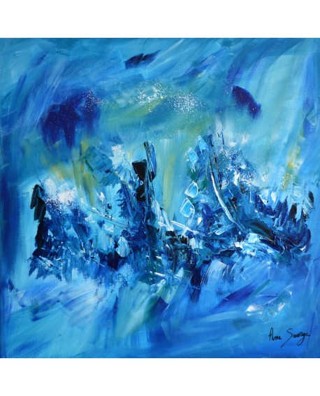 L'île perdue 2 tableau abstrait bleu