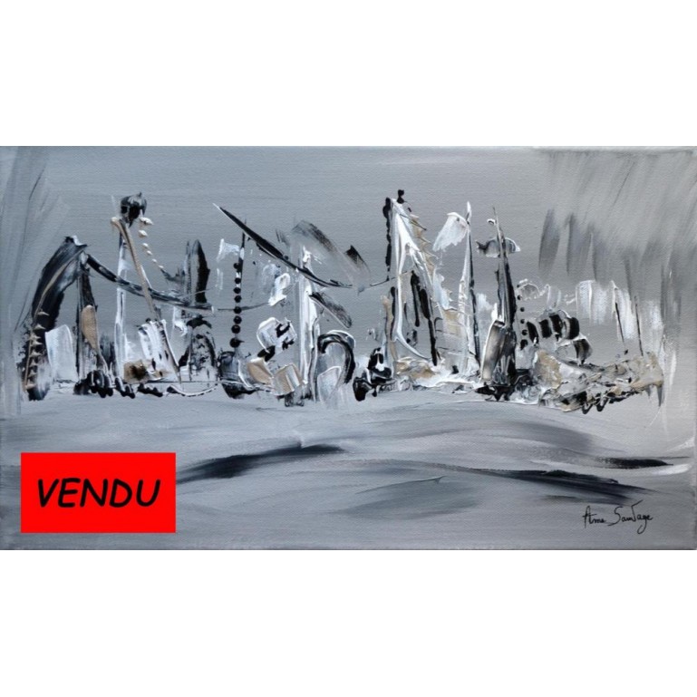 Tableau contemporain noir et blanc Voguer sur la mer