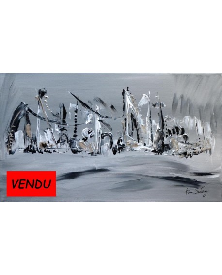 Tableau contemporain noir et blanc Voguer sur la mer