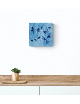 tableau abstrait bleu de fleurs