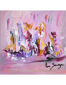 tableau abstrait rose