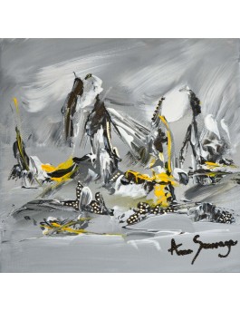 tableau abstrait gris noir blanc