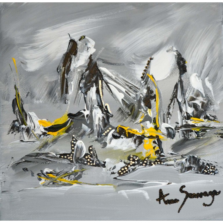 tableau abstrait gris noir blanc