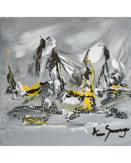 tableau abstrait gris noir blanc