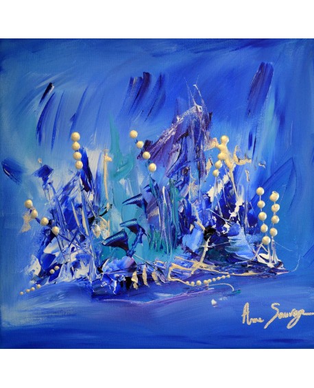 Terres inconnues tableau abstrait bleu
