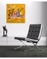tableau abstrait contemporaine jaune et rouge
