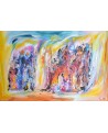 Love chemistry - grand tableau abstrait multicolore