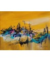 tableau abstrait contemporain jaune