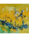 peinture abstraite jaune et bleu