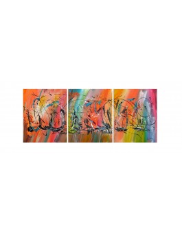 tableau triptyque multicolore