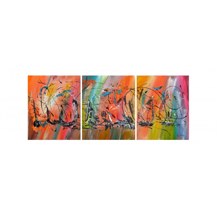 tableau triptyque multicolore