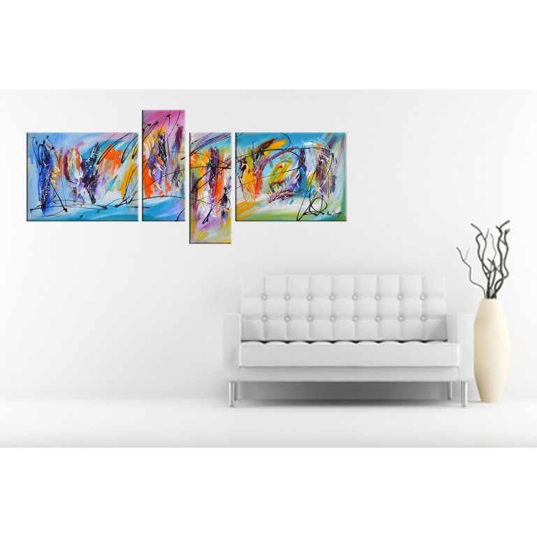 Tableau quadriptyque abstrait