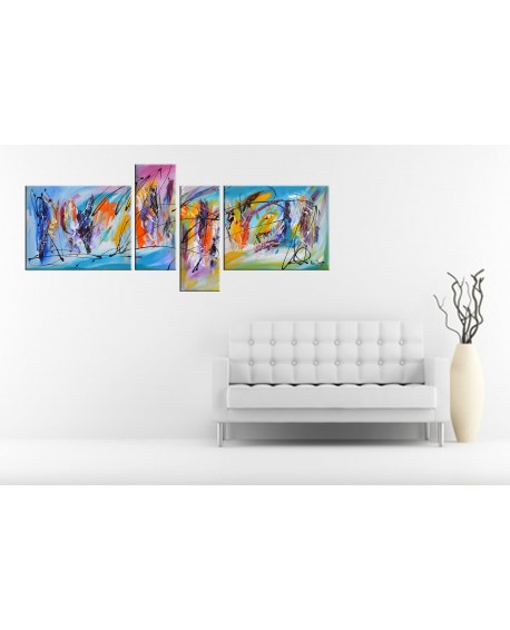 Tableau quadriptyque abstrait