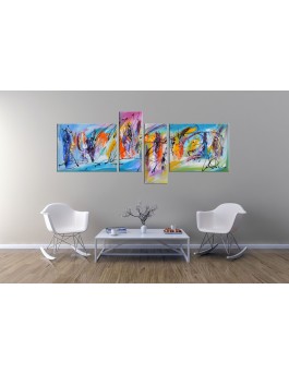Tableau quadriptyque abstrait