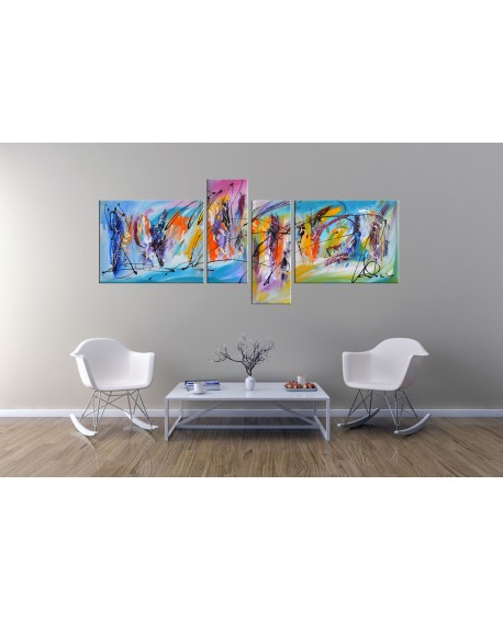 Tableau quadriptyque abstrait