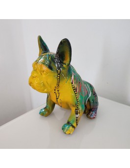 statue chien bouledogue pop art