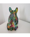 statue de chien bouledogue pop art et multicolore