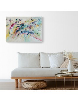 grand tableau abstrait contemporain pastel coloré