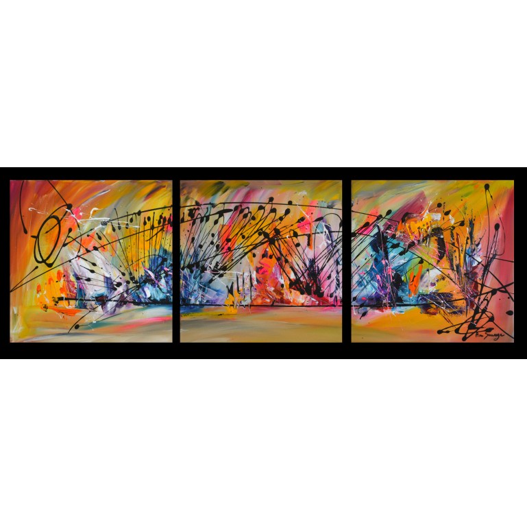 Drôle d'animal - tableau triptyque multicolore