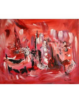 Tableau rouge abstrait Les terres rouges