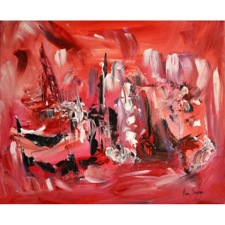 Tableau rouge abstrait Les terres rouges