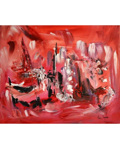 Tableau rouge abstrait Les terres rouges