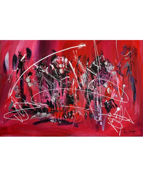 Danses amoureuses - tableau abstrait rouge
