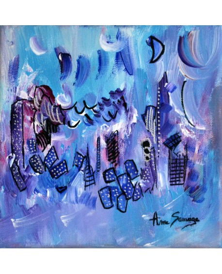 tableau abstrait contemporain bleu violet