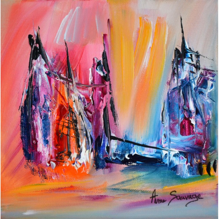La porte vers l'autre monde - tableau abstrait multicolore