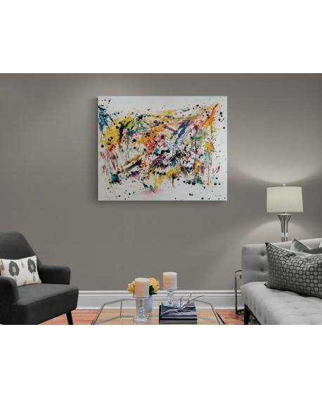toile abstraite multicolore moderne salon